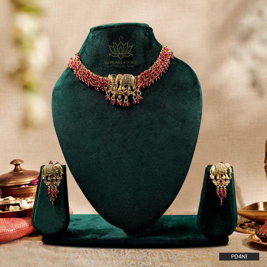 Gajamukha Lakshmi Necklace Set (PD4N1)