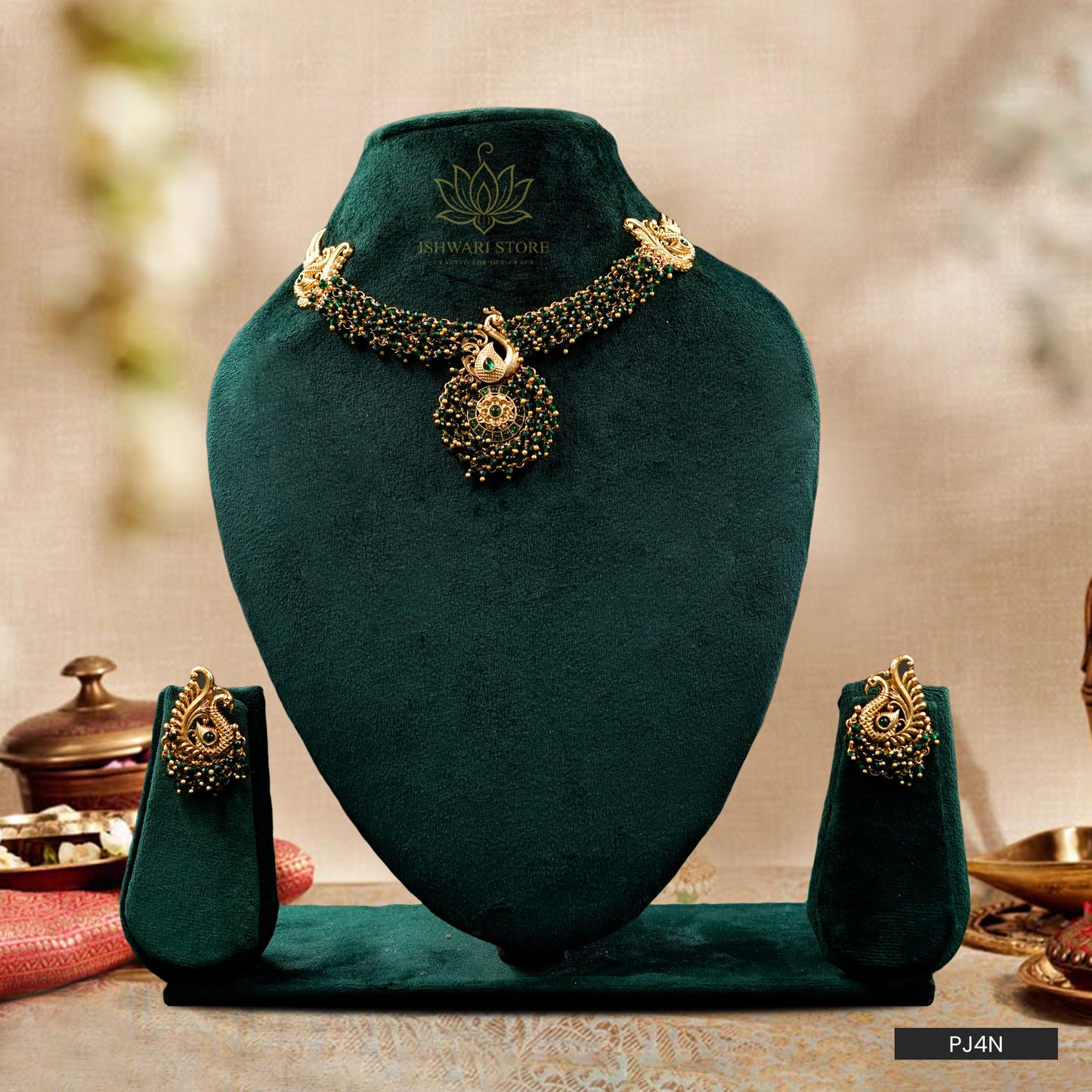 Peacock Design Antique Jewelry Set (PJ4N)