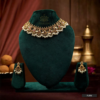 Rajamalli Lakshmi Pearl Choker Set (PJ6N)
