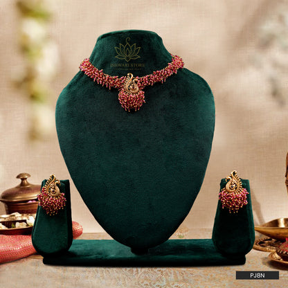Ishwari Store Peacock Design Temple Jewelry Set(PJ8N)