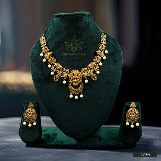Majestic Lakshmi & Elephant Heritage Necklace Set (SJ16N)