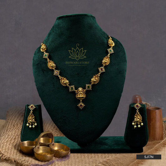 Goddess Lakshmi Antique Necklace Set (SJ17N)