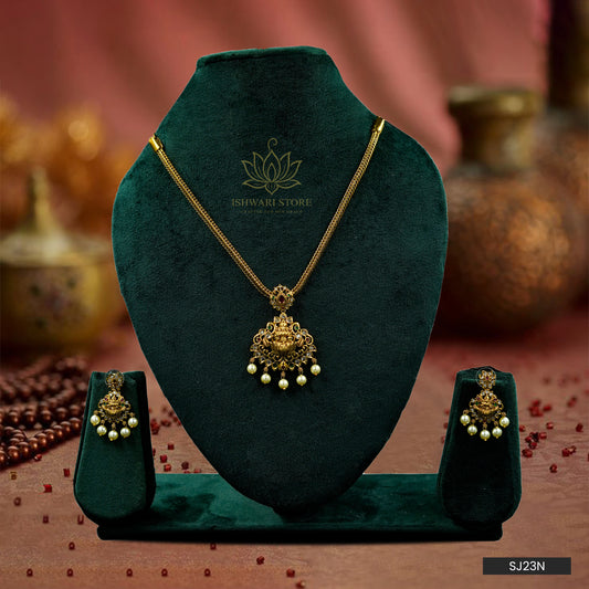 Antique Jhumka Pendant Necklace Set (SJ23N)
