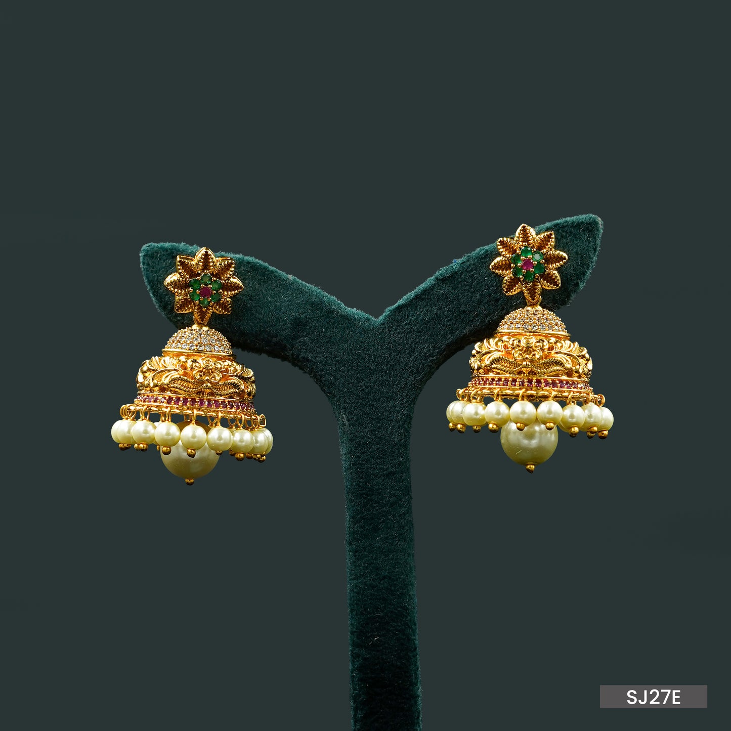 Royal Lotus Jhumka Earrings (SJ27E)