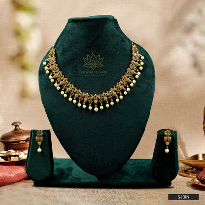 Gopika Pearl Antique Necklace Set (SJ31N)